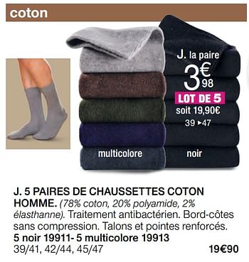 Promoties 5 paires de chaussettes coton homme - Huismerk - Damart - Geldig van 02/01/2018 tot 15/06/2018 bij Damart
