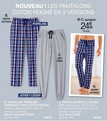 Promotions Pantalon popeline carreaux 100% coton peigné - Produit Maison - Damart - Valide de 02/01/2018 à 15/06/2018 chez Damart