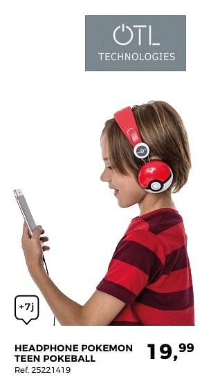 Promoties Headphone pokemon teen pokeball - Huismerk - Supra Bazar - Geldig van 20/02/2018 tot 20/03/2018 bij Supra Bazar