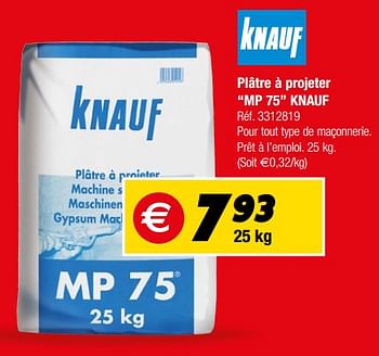 Promoties Plâtre à projeter mp 75 knauf - Knauf - Geldig van 20/02/2018 tot 26/02/2018 bij Brico