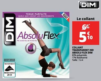 Promotions Collant transparent 20d absolu flex dim - Dim - Valide de 21/02/2018 à 27/02/2018 chez Auchan Ronq