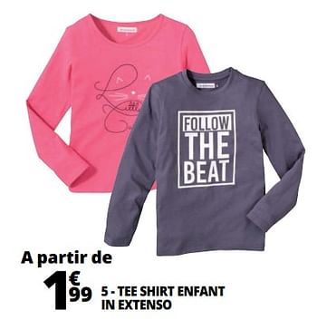 Promoties Tee shirt enfant in extenso - Huismerk - Auchan - Geldig van 21/02/2018 tot 27/02/2018 bij Auchan
