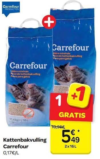 Promotions Kattenbakvulling carrefour - Produit maison - Carrefour  - Valide de 21/02/2018 à 05/03/2018 chez Carrefour