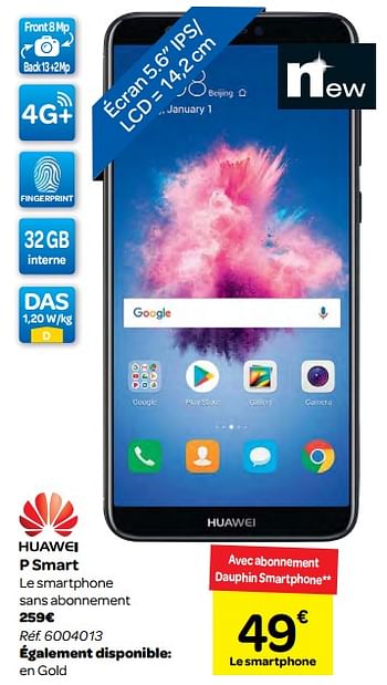 Promoties Huawei p smart - Huawei - Geldig van 21/02/2018 tot 05/03/2018 bij Carrefour