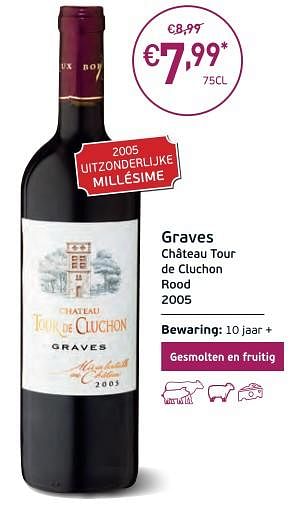 Promoties Graves château tour de cluchon 2005 - Rode wijnen - Geldig van 27/02/2018 tot 18/03/2018 bij Intermarche