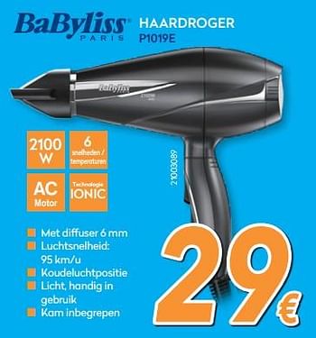 Promoties Babyliss haardroger p1019e - Babyliss - Geldig van 26/02/2018 tot 25/03/2018 bij Krefel