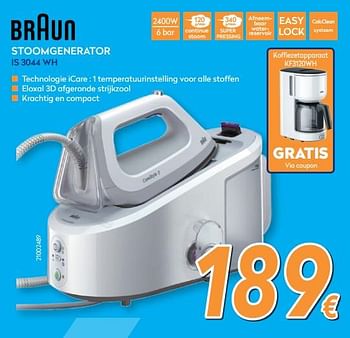 Promoties Braun stoomgenerator is 3044 wh - Braun - Geldig van 26/02/2018 tot 25/03/2018 bij Krefel