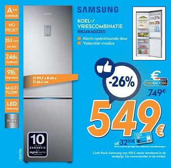 Promotions Samsung koel--vriescombinatie combi-bottom rb34k6032ss - Samsung - Valide de 26/02/2018 à 25/03/2018 chez Krefel