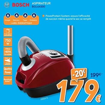 Promoties Bosch aspirateur bgl4a500 - Bosch - Geldig van 26/02/2018 tot 25/03/2018 bij Krefel