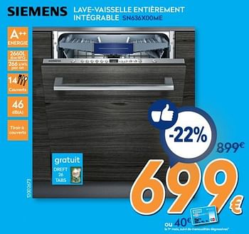 Promotions Siemens lave-vaisselle entièrement intégrable sn636x00me - Siemens - Valide de 26/02/2018 à 25/03/2018 chez Krefel