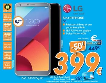 Promotions Lg smartphone g6 - LG - Valide de 26/02/2018 à 25/03/2018 chez Krefel