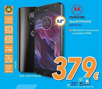Promotions Motorola smartphone moto x4 - Motorola - Valide de 26/02/2018 à 25/03/2018 chez Krefel