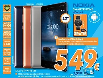 Promoties Nokia smartphone nokia 8 - Nokia - Geldig van 26/02/2018 tot 25/03/2018 bij Krefel