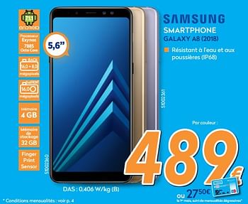 Promotions Samsung smartphone galaxy a8 (2018) - Samsung - Valide de 26/02/2018 à 25/03/2018 chez Krefel