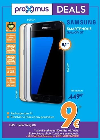 Promotions Samsung smartphone galaxy s7 - Samsung - Valide de 26/02/2018 à 25/03/2018 chez Krefel
