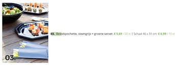 Promotions Bestekpochette, steengrijs + groene servet - Produit Maison - Ava - Valide de 01/03/2018 à 10/04/2018 chez Ava