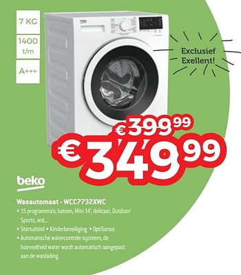 Promoties Beko wasautomaat wcc7732xwc - Beko - Geldig van 19/02/2018 tot 31/03/2018 bij Exellent