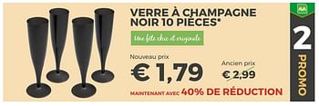 Promotions Verre à champagne noir 10 pièces - Produit Maison - Ava - Valide de 01/03/2018 à 10/04/2018 chez Ava