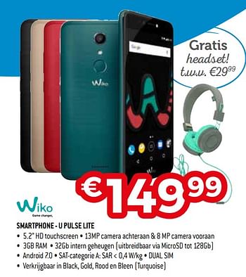 Promoties Wiko smartphone - u pulse lite - Wiko - Geldig van 19/02/2018 tot 31/03/2018 bij Exellent
