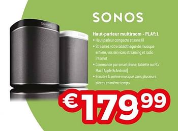 Promotions Sonos haut-parleur multiroom - play:1 - Sonos - Valide de 19/02/2018 à 31/03/2018 chez Exellent