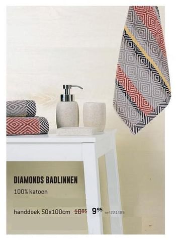 Promoties Diamonds badlinnen handdoek - Huismerk - Free Time - Geldig van 26/02/2018 tot 25/03/2018 bij Freetime