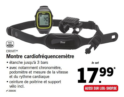 Crivit Montre cardiofr quencem tre En promotion chez Lidl