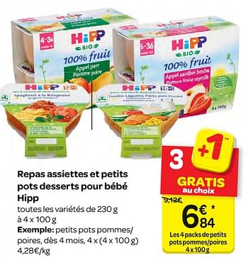 Hipp Repas Assiettes Et Petits Pots Desserts Pour Bebe Hipp En Promotion Chez Carrefour