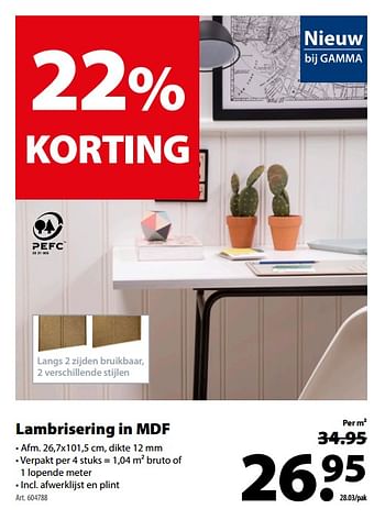 Gamma Promotie Lambrisering In Mdf Huismerk Gamma Interieur En Decoratie Geldig Tot 19 03 18 Promobutler