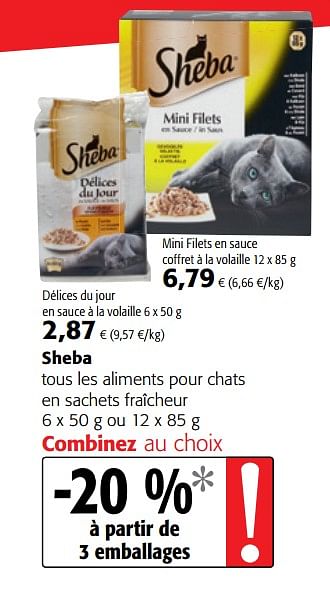 magneet De layout woede Sheba Sheba tous les aliments pour chats en sachets fraîcheur - Promotie  bij Colruyt