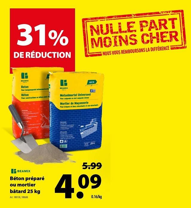 Beamix Béton Préparé Ou Mortier Bâtard - En Promotion Chez Gamma