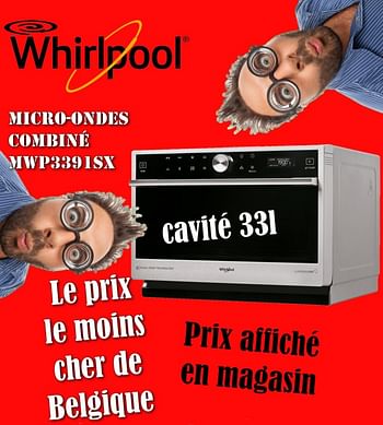 Promoties Whirlpool micro-ondes combiné mwp3391sx - Whirlpool - Geldig van 01/03/2018 tot 31/03/2018 bij Electro Zschau