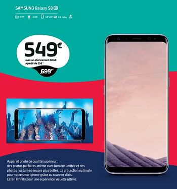 Promotions Samsung galaxy s8 - Samsung - Valide de 01/03/2018 à 01/04/2018 chez Base
