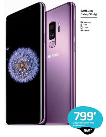 Promotions Samsung galaxy s9+ - Samsung - Valide de 01/03/2018 à 01/04/2018 chez Base