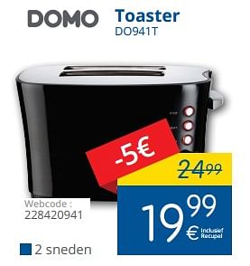 Promoties Domo toaster do941t - Domo elektro - Geldig van 01/03/2018 tot 28/03/2018 bij Eldi