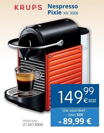 Promoties Krups nespresso pixie xn 3006 - Krups - Geldig van 01/03/2018 tot 28/03/2018 bij Eldi