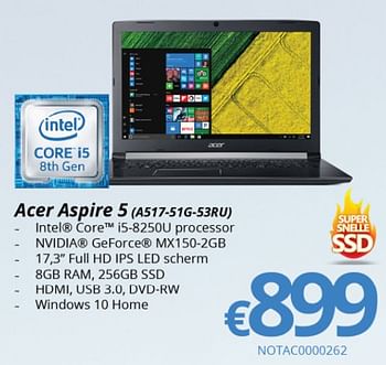 Promoties Acer aspire 5 a517-51g-53ru - Acer - Geldig van 01/03/2018 tot 31/03/2018 bij Compudeals