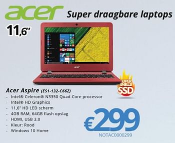 Promoties Acer aspire esi-132-c66z - Acer - Geldig van 01/03/2018 tot 31/03/2018 bij Compudeals