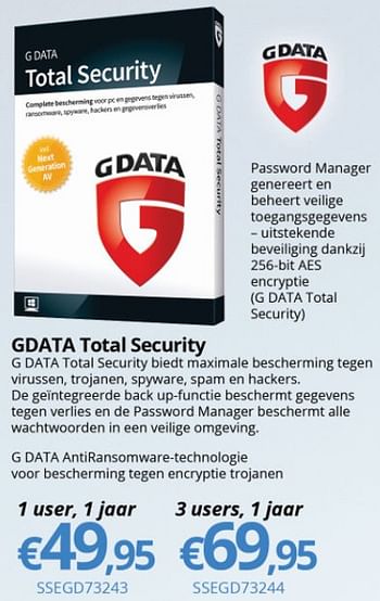 Promoties G data total security - G Data - Geldig van 01/03/2018 tot 31/03/2018 bij Compudeals