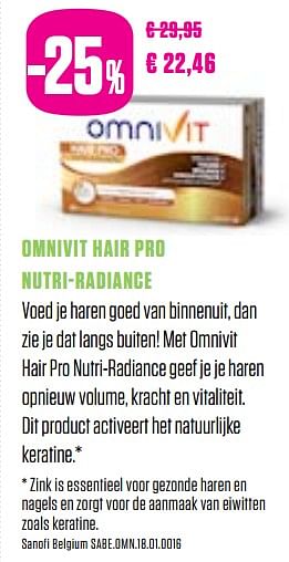 Promoties Omnivit hair pro nutri-radiance - Omnivit - Geldig van 01/03/2018 tot 30/05/2018 bij Medi-Market