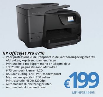 Promoties Hp printer officejet pro 8710 - HP - Geldig van 01/03/2018 tot 31/03/2018 bij Compudeals