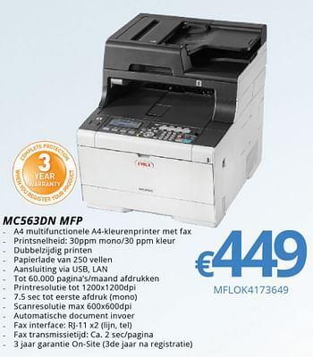 Promoties Oki printer mc563dn mfp - OKI - Geldig van 01/03/2018 tot 31/03/2018 bij Compudeals