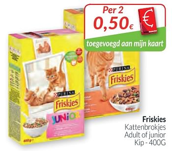 Promoties Friskies kattenbrokjes adult of junior kip - Friskies - Geldig van 01/03/2018 tot 01/04/2018 bij Intermarche