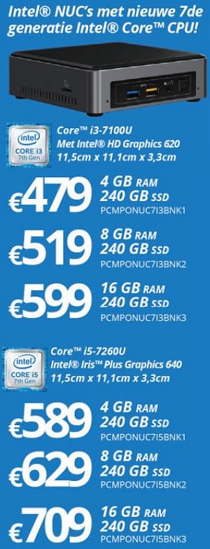 Promoties Intel nuc desktop pc - Intel - Geldig van 01/03/2018 tot 31/03/2018 bij Compudeals