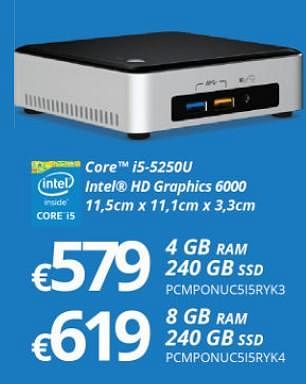 Promoties Intel nuc desktop pc - Intel - Geldig van 01/03/2018 tot 31/03/2018 bij Compudeals