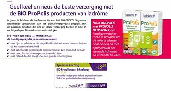Promoties Ladrôme bio propolis neus-en keelspray - Ladrome - Geldig van 05/03/2018 tot 30/03/2018 bij Mannavita