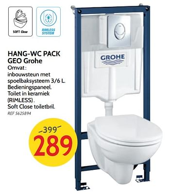 Promoties Hang-wc pack geo grohe - Grohe - Geldig van 06/03/2018 tot 26/03/2018 bij BricoPlanit