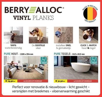 Promoties Vinyl planks pure hout - Berry Alloc - Geldig van 05/03/2018 tot 31/03/2018 bij Bouwcenter Frans Vlaeminck