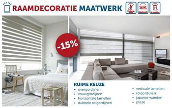 Promoties -15% raamdecoratie maatwerk - Huismerk - Zelfbouwmarkt - Geldig van 06/03/2018 tot 02/04/2018 bij Zelfbouwmarkt