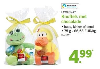 Promoties Knuffels met chocolade - Favorina - Geldig van 12/03/2018 tot 17/03/2018 bij Lidl