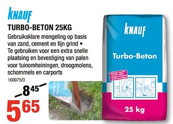Promoties Turbo-beton 25kg - Knauf - Geldig van 01/03/2018 tot 18/03/2018 bij HandyHome